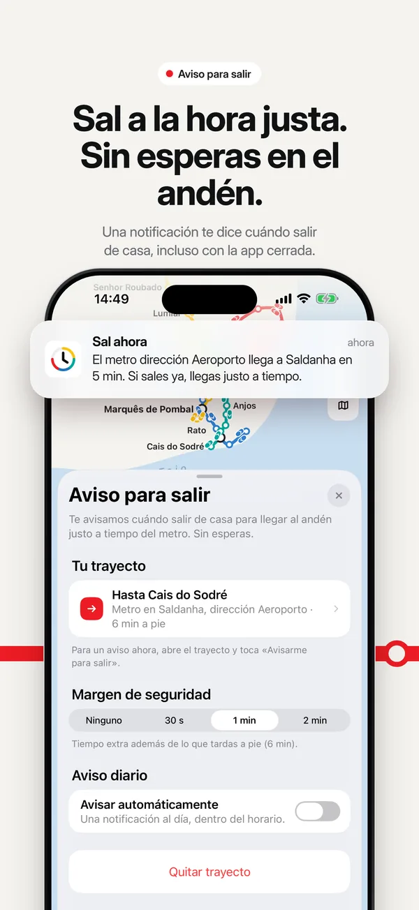 Sal a la hora justa. Sin esperas en el andén.